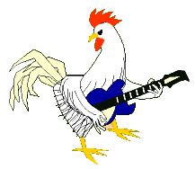 Coq jouant de la guitare
